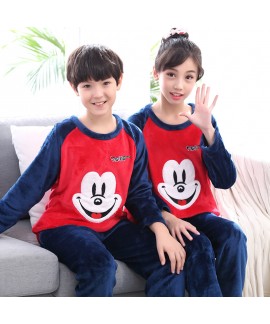 New flannel children pajamas set soft pjs set for spring