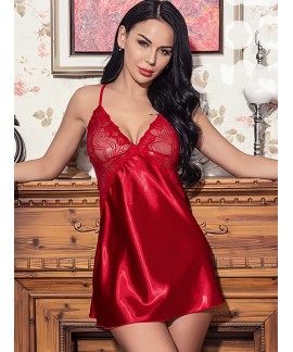 Women's Lingerie V Neck Nightdress, Satin Sleepwea...