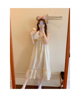 Sunshine-Inspired A-Line Dress – Lace-Trimmed Camisole Polka Dot Sleepwear/Dress (Apricot)