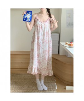2025 Summer New Korean Style Loose Sleeveless Nightdress – Ink Painting Print Sleepwear & Loungewear