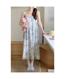 2025 Summer New Korean Style Loose Sleeveless Nightdress – Ink Painting Print Sleepwear & Loungewear
