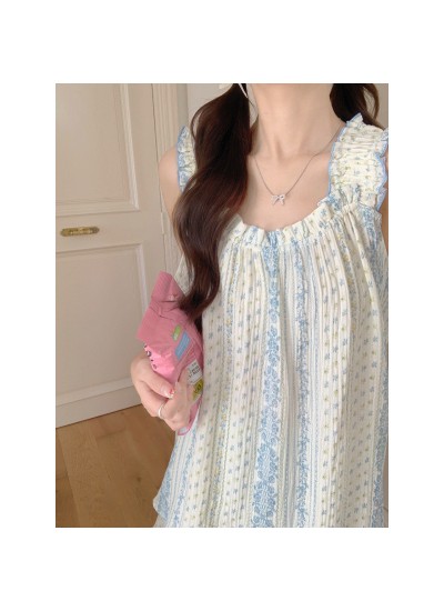 2025 Korean-Style Floral Camisole Pajama Set – Summer Loungewear Two-Piece