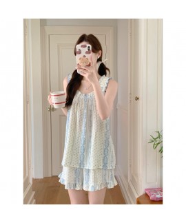 2025 Korean-Style Floral Camisole Pajama Set – Summer Loungewear Two-Piece