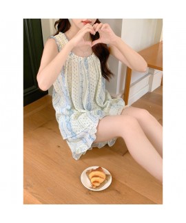 2025 Korean-Style Floral Camisole Pajama Set – Summer Loungewear Two-Piece