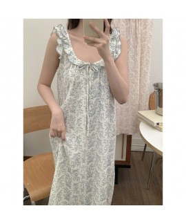 2025 Korean Style Convertible Camisole Dress – Floral Print Sleepwear & Lounge Dress