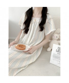 2025 Korean-Style Floral Lace Trim Nightgown – R...