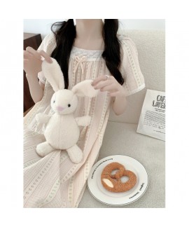 2025 Korean-Style Floral Lace Trim Nightgown – Relaxed Loungewear for Cozy Comfort