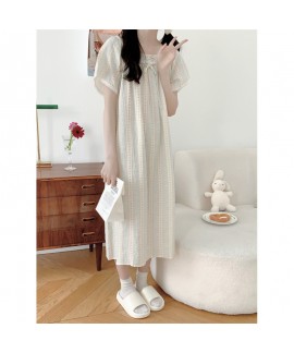 2025 Korean-Style Floral Lace Trim Nightgown – Relaxed Loungewear for Cozy Comfort