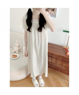 2025 Korean-Style Floral Lace Trim Nightgown – Relaxed Loungewear for Cozy Comfort