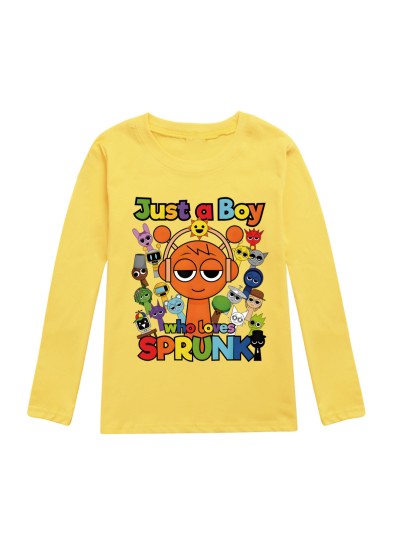Sprunki "Just a Boy" Long-Sleeve T-Shirt & Pants Set - Stylish & Comfortable (2-16 Years)