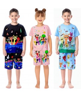 Sprunki Kids' Summer Cotton Pajama Set – Cartoon...