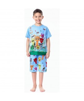 Sprunki Kids' Summer Cotton Pajama Set – Cartoon Long Pants Sleepwear for Boys & Girls
