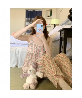 Energetic Girl Lace Cami Cotton Pajama Set – Cottagecore Style Summer Sleepwear for Teen Girls