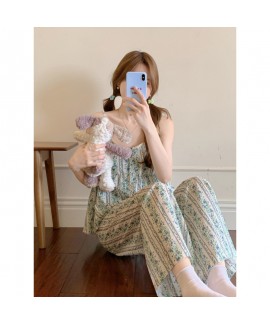 Energetic Girl Lace Cami Cotton Pajama Set – Cottagecore Style Summer Sleepwear for Teen Girls