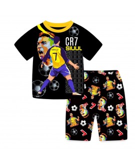 Cristiano Ronaldo Cartoon Short-Sleeve Summer Outfit for Boys (Ages 3–8)