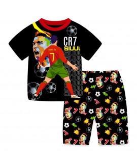 Cristiano Ronaldo Cartoon Short-Sleeve Summer Outfit for Boys (Ages 3–8)