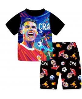Cristiano Ronaldo Cartoon Short-Sleeve Summer Outfit for Boys (Ages 3–8)
