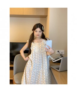Sweet Princess-Style Cotton Ruffle Sleep Dress – Loose Sleeveless Summer Nightgown for Girls