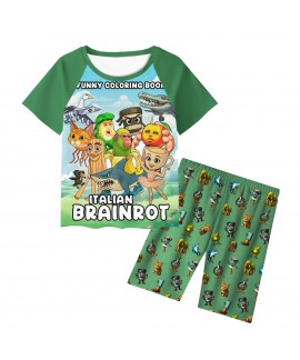 Tung Tung Sahur Shanhaijing Kids Sleepwear Set TJ109 Soft Cartoon Pajamas for Boys and Girls Comfortable Nightwear for 110–150cm Children