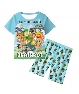 Tung Tung Sahur Shanhaijing Kids Sleepwear Set TJ109 Soft Cartoon Pajamas for Boys and Girls Comfortable Nightwear for 110–150cm Children