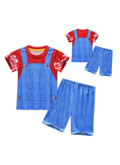 Lilo and Stitch Kids Outfit Set Short Sleeve Top and Pants for Girls Comfortable Cartoon Loungewear for Summer Play and Sleep