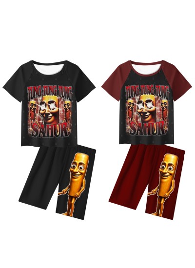 110-150Tung Tung Tung Sahur Overseas Shanhaijing boys and girls home clothes