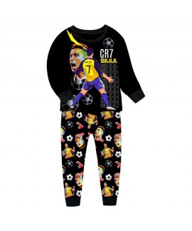 Cristiano Ronaldo Kids Pajama Set Football-Themed Short Sleeve 2-Piece Sleepwear for Boys Spring Autumn Sizes for Ages 6–14