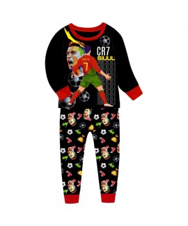 Cristiano Ronaldo Kids Pajama Set Football-Themed Short Sleeve 2-Piece Sleepwear for Boys Spring Autumn Sizes for Ages 6–14