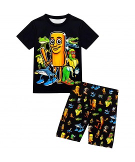 Tung Tung Sahur Shanhaijing Kids Pajama Set Summer Short-Sleeved Sleepwear for Boys and Girls Lightweight Cartoon Nightwear Outfit