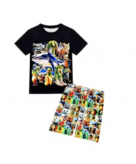 Tung Tung Sahur Shanhaijing Kids Pajama Set Summer Short-Sleeved Sleepwear for Boys and Girls Lightweight Cartoon Nightwear Outfit