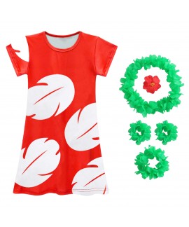 Lilo and Stitch Girls Pajama Dress Leaf Print Home...