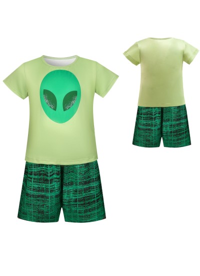 Elio Anime Cosplay Outfit for Boys Earth Special Envoy Short-Sleeved 2-Piece Costume Set for Kids Summer Cartoon Roleplay Suit