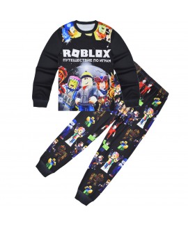 Roblox Kids Pajama Set Long-Sleeved Cartoon Homewear 2-Piece Sleepwear Outfit for Boys Digital Print Loungewear for Ages 6–14