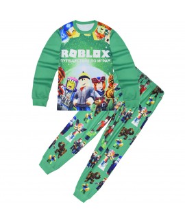 Roblox Kids Pajama Set Long-Sleeved Cartoon Homewear 2-Piece Sleepwear Outfit for Boys Digital Print Loungewear for Ages 6–14
