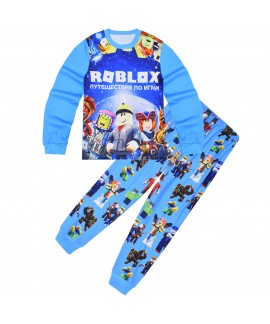 Roblox Kids Pajama Set Long-Sleeved Cartoon Homewear 2-Piece Sleepwear Outfit for Boys Digital Print Loungewear for Ages 6–14