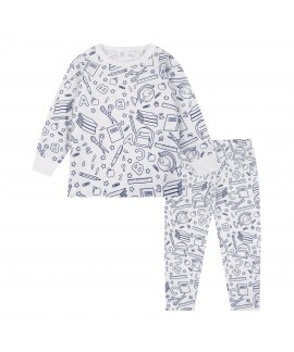 Flame-Resistant Kids DIY Coloring Pajama Set – Cartoon Christmas Sleepwear for Boys & Girls