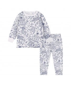 Flame-Resistant Kids DIY Coloring Pajama Set – Cartoon Christmas Sleepwear for Boys & Girls