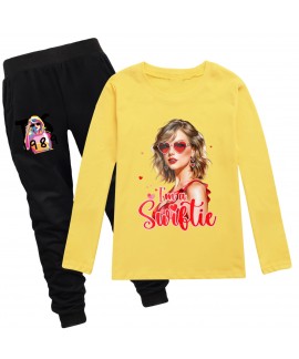 Taylor Kids’ Cotton Long-Sleeve T-Shirt Pajama Set