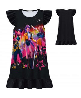 K-pop Demon Hunter Printed Apparel - Toddler & Kids' Flutter Sleeve Ruffled Nightgown