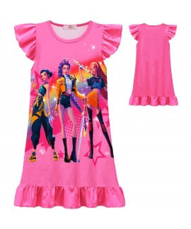 K-pop Demon Hunter Printed Apparel - Toddler & Kids' Flutter Sleeve Ruffled Nightgown