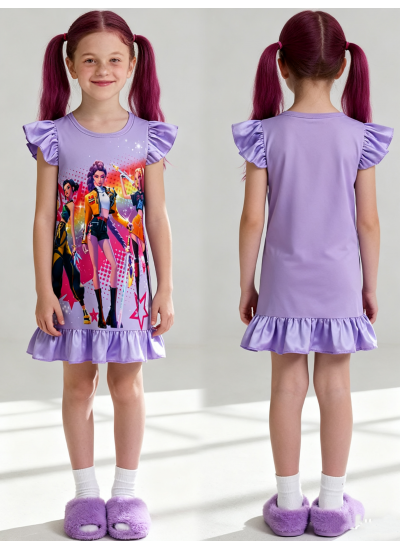 K-pop Demon Hunter Printed Apparel - Toddler & Kids' Flutter Sleeve Ruffled Nightgown