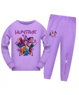 K-pop Demon Hunter "Huntrx" Cartoon Print Long-Sleeve Pajama Set For Kids (Multiple Colors) K-pop Demon Hunter "Huntrx" Cartoon Print Long-Sleeve Pajama Set For Kids (Multiple Colors)