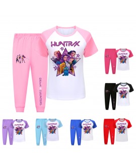 K-pop Demon Hunter "Huntrx" Cartoon Character Short-Sleeve & Long Pants Pajama Set for Kids (Multiple Colors) K-pop Demon Hunter "Huntrx" Cartoon Character Short-Sleeve & Long Pants Pajama Set for Kids (Multiple Colors)