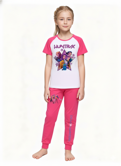K-pop Demon Hunter "Huntrx" Cartoon Character Short-Sleeve & Long Pants Pajama Set for Kids (Multiple Colors) K-pop Demon Hunter "Huntrx" Cartoon Character Short-Sleeve & Long Pants Pajama Set for Kids (Multiple Colors)