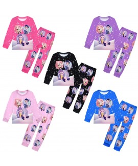 K-pop Demon Hunter Long Sleeved And Long  Legged Round Neck Pajama Sets For Boys And Girls