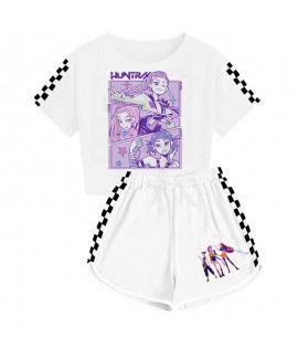 K-pop Demon Hunter “Huntrx Squad” Cartoon Character Short-Sleeve & Shorts Pajama Set For Girls K-pop Demon Hunter “Huntrx Squad” Cartoon Character Short-Sleeve & Shorts Pajama Set For Girls