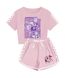 K-pop Demon Hunter “Huntrx Squad” Cartoon Character Short-Sleeve & Shorts Pajama Set For Girls K-pop Demon Hunter “Huntrx Squad” Cartoon Character Short-Sleeve & Shorts Pajama Set For Girls