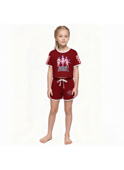 K-pop Demon Hunter T-shirt And Shorts Sports Pajama Set K-pop Demon Hunter T-shirt And Shorts Sports Pajama Set
