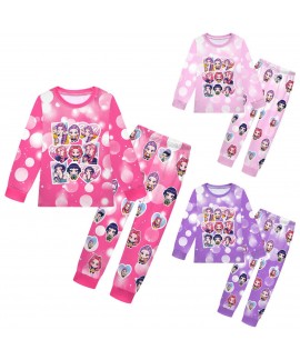 K-pop Demon Hunter Pajamas Girls' Two-piece Set Long Sleeve Cartoon Pants Set For Autumn And Winter