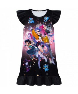 K-pop Demon Hunter Nightdress Cute Anime Style Pajamas With Ruffle Sleeves
